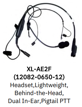 Lightweight BTH Headset, Dual In-Ear, XL-AE2F for L3Harris XL-200P, XL-400P Series Radios