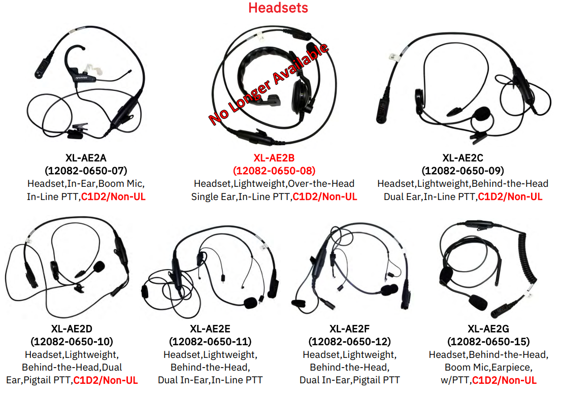 Lightweight BTH Headset, Dual In-Ear, XL-AE2F for L3Harris XL-200P, XL-400P Series Radios