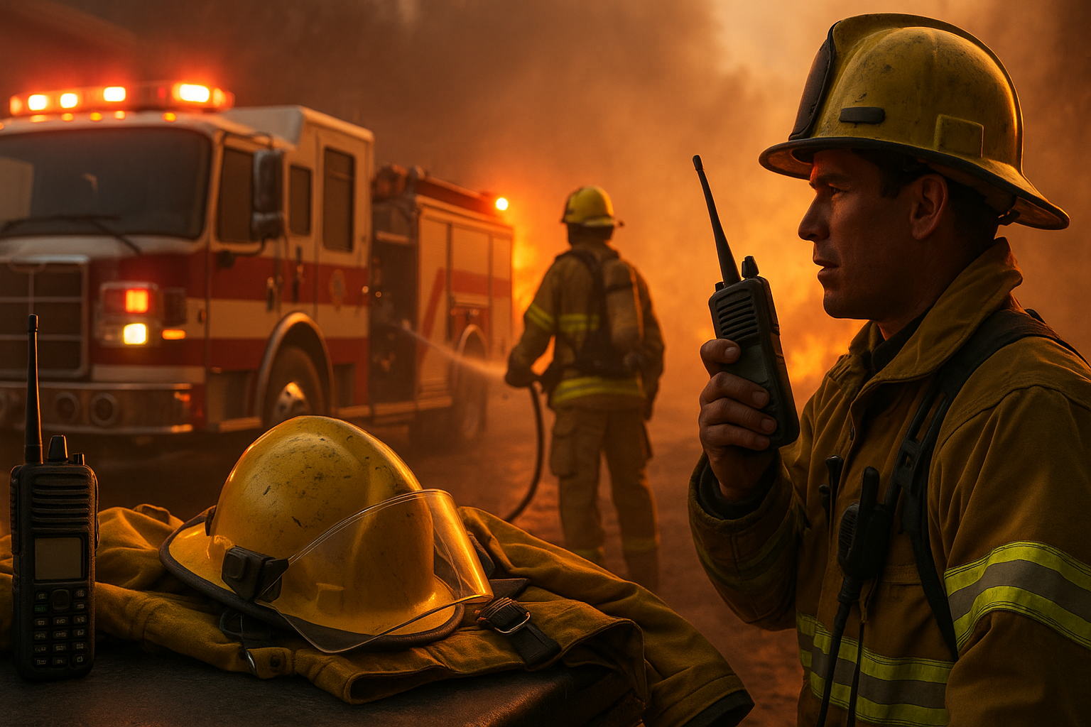 CAL FIRE - CAL OES slider image with firefighters and VHF radios, no text