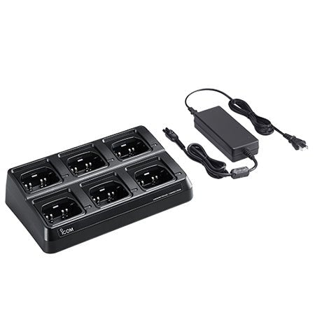 Six Bay Desktop Charger, BC214 for iCom A16, IC-F1100, IC-F2000, IC-F2100, IC-V10 Series Radios